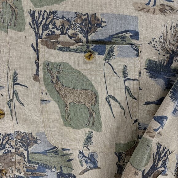Bugle Boy Shirt Men XL Deer Wildlife Long Sleeve Vintage 90's All Over Print - Picture 7 of 11
